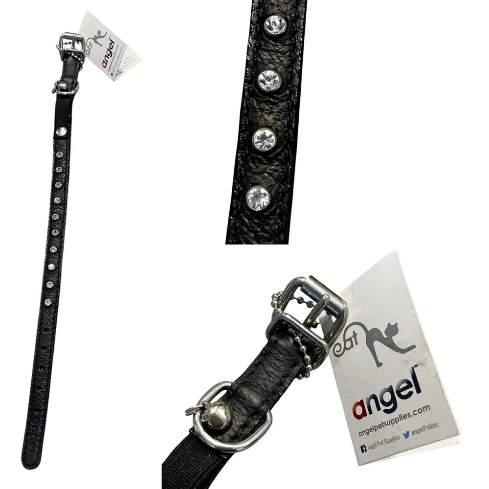 TWO Angel Pet Cat CollarS w/ Rhinestones Bling 12” Adjustable Comfortable NWT